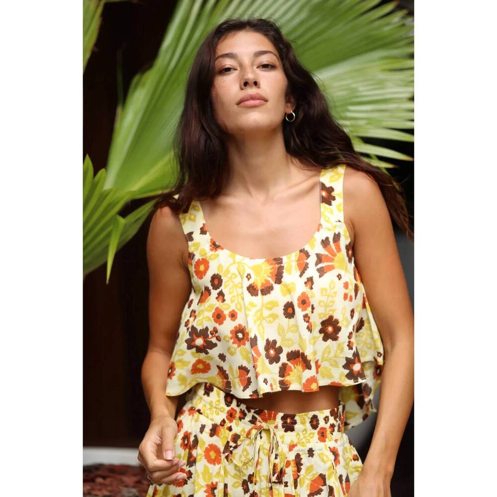 NEW XIX PALMS tulum crop top in retro floral print